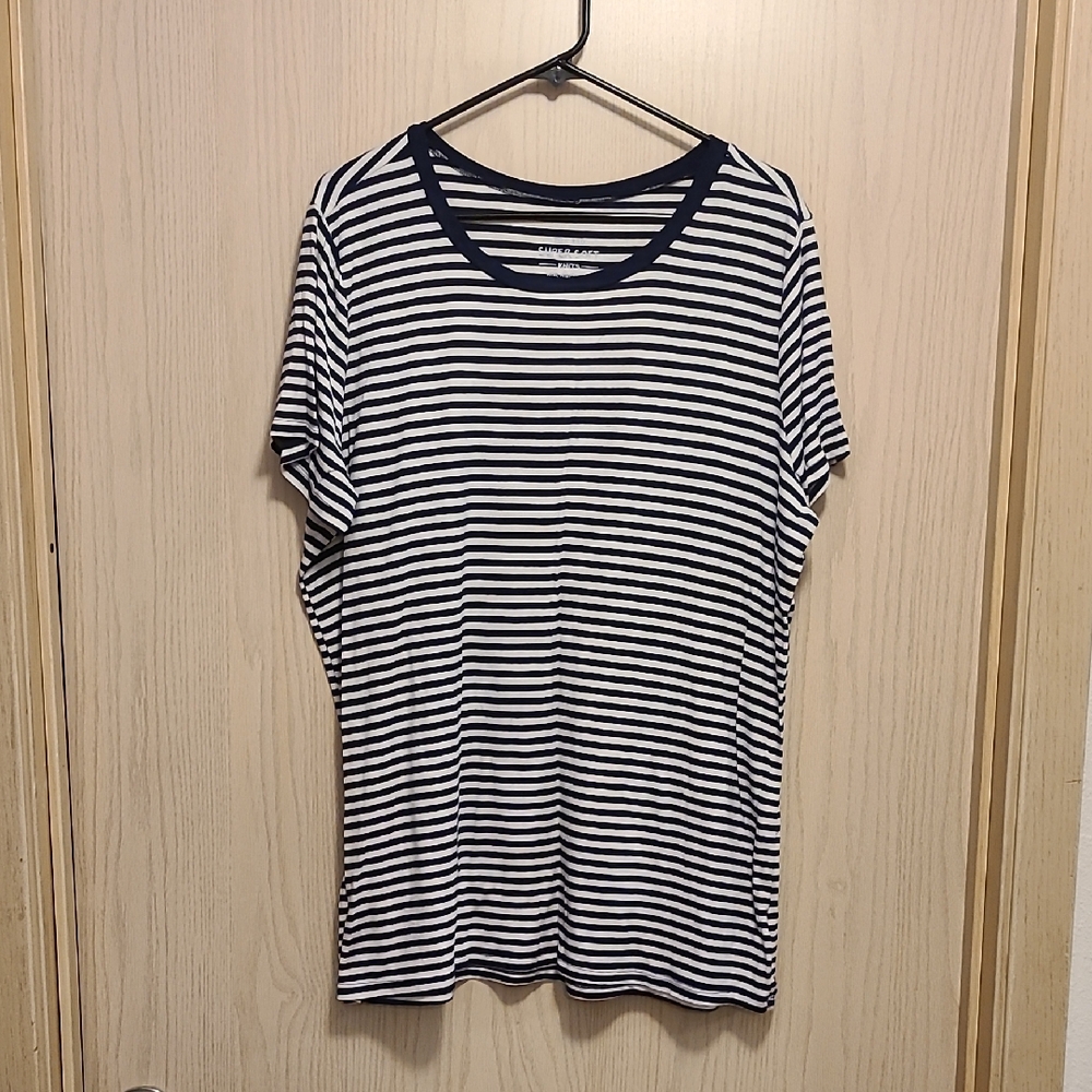 Torrid Navy and White Striped Supersoft Tee